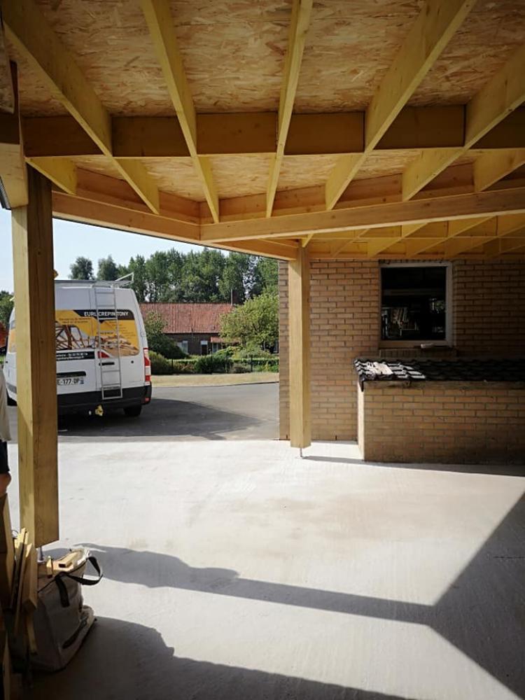 Extension bois carport maison